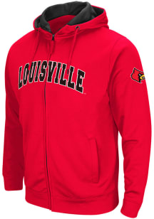Colosseum Louisville Cardinals Mens Red Henry Fleece Long Sleeve Full Zip Jacket