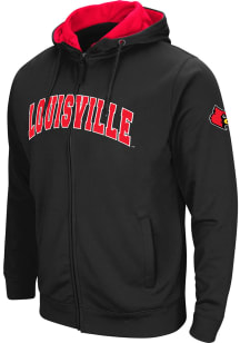 Colosseum Louisville Cardinals Mens Black Henry Fleece Long Sleeve Full Zip Jacket