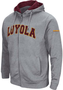 Colosseum Loyola Ramblers Mens Grey Henry Fleece Long Sleeve Full Zip Jacket
