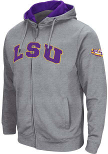 Colosseum LSU Tigers Mens Grey Henry Fleece Long Sleeve Full Zip Jacket