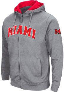 Colosseum Miami RedHawks Mens Grey Henry Fleece Long Sleeve Full Zip Jacket