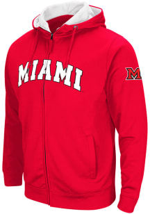 Colosseum Miami RedHawks Mens Red Henry Fleece Long Sleeve Full Zip Jacket