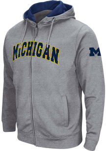 Colosseum Michigan Wolverines Mens Grey Henry Fleece Long Sleeve Full Zip Jacket