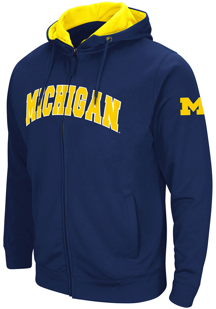 Colosseum Michigan Wolverines Henry Fleece Full Zip - Navy Blue