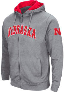 Colosseum Nebraska Cornhuskers Mens Grey Henry Fleece Long Sleeve Full Zip Jacket