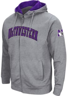 Mens Northwestern Wildcats Grey Colosseum Henry Fleece Long Sleeve Full Zip Jacket