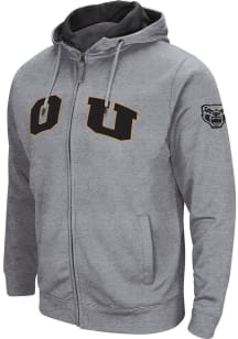 Colosseum Oakland University Golden Grizzlies Mens Grey Henry Fleece Long Sleeve Full Zip Jacket