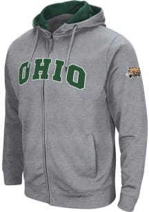 Colosseum Ohio Bobcats Mens Grey Henry Fleece Long Sleeve Full Zip Jacket