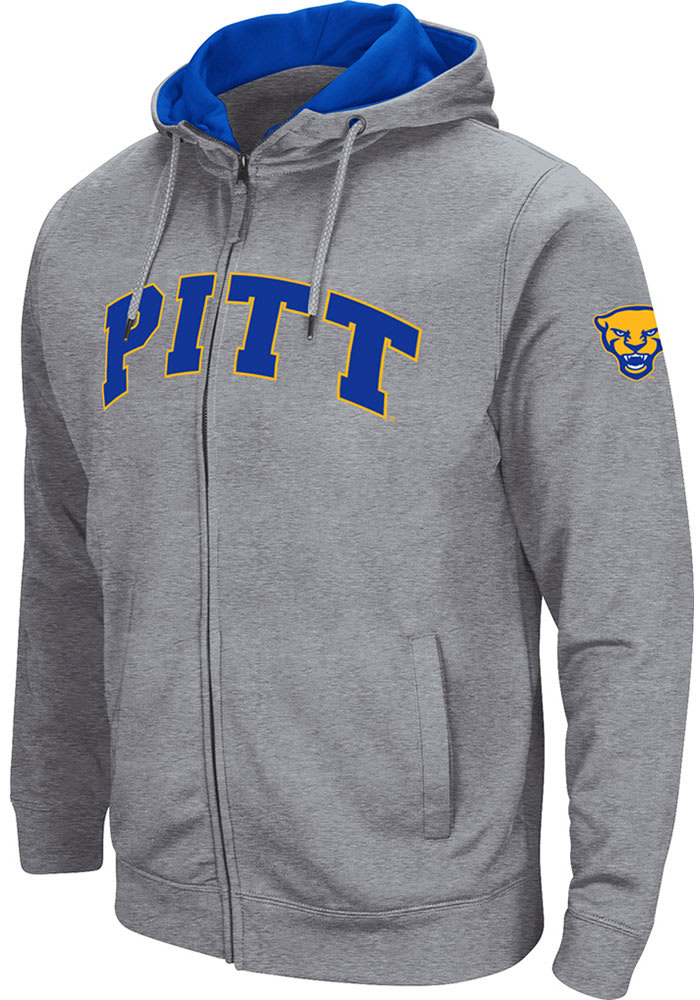 Colosseum Pitt Panthers Mens Grey Henry Fleece Long Sleeve Full Zip Jacket