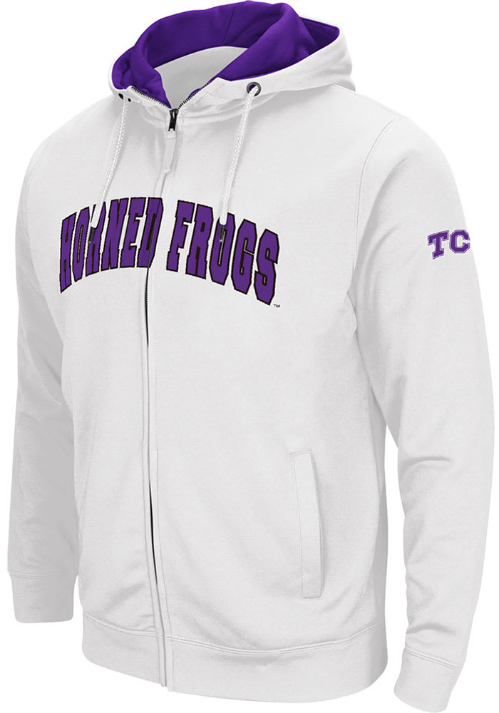 Colosseum TCU Horned Frogs Mens White Henry Fleece Full Zip