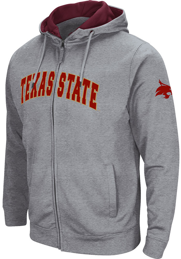 Colosseum Texas State Bobcats Mens Grey Henry Fleece Long Sleeve Full Zip Jacket