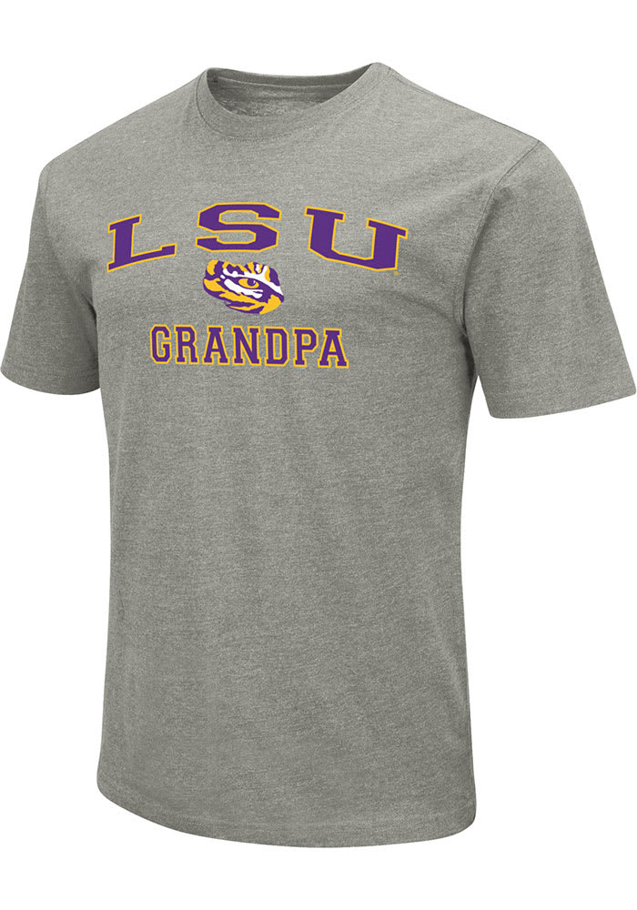 Colosseum LSU Tigers Grey #1 Graphic Grandpa Short Sleeve Fashion T Shirt
