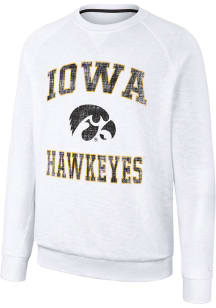 Colosseum Iowa Hawkeyes Mens White Reggie Long Sleeve Crew Sweatshirt