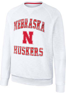 Colosseum Nebraska Cornhuskers Mens White Reggie Long Sleeve Crew Sweatshirt