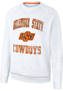 Colosseum Oklahoma State Cowboys Mens White Reggie Long Sleeve Crew Sweatshirt