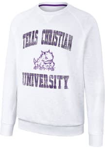 Colosseum TCU Horned Frogs Mens White Reggie Long Sleeve Crew Sweatshirt
