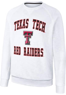 Colosseum Texas Tech Red Raiders Mens White Reggie Long Sleeve Crew Sweatshirt
