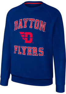 Colosseum Dayton Flyers Mens Navy Blue Reggie Long Sleeve Crew Sweatshirt