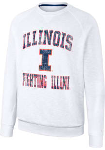 Colosseum Illinois Fighting Illini Mens White Reggie Long Sleeve Crew Sweatshirt