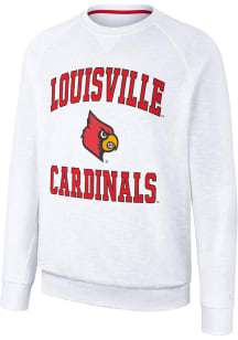 Colosseum Louisville Cardinals Mens White Reggie Long Sleeve Crew Sweatshirt