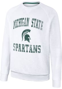 Colosseum Michigan State Spartans Mens White Reggie Long Sleeve Crew Sweatshirt