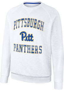 Colosseum Pitt Panthers Mens White Reggie Long Sleeve Crew Sweatshirt