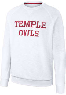 Colosseum Temple Owls Mens White Reggie Long Sleeve Crew Sweatshirt