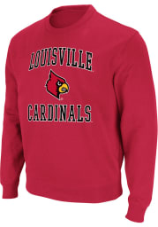 Colosseum Louisville Cardinals Mens Red #1 Graphic Long Sleeve Crew Sweatshirt