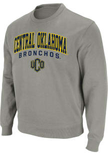 Colosseum Central Oklahoma Bronchos Mens Grey Stadium Arch Mascot Long Sleeve Crew Sweatshirt