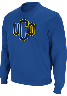 Colosseum Central Oklahoma Bronchos Mens Blue Stadium Team Logo Long Sleeve Crew Sweatshirt