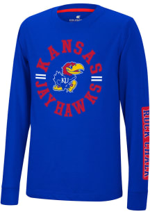 Colosseum Kansas Jayhawks Youth Blue Trolley Long Sleeve T-Shirt