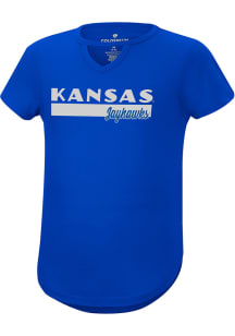 Colosseum Kansas Jayhawks Girls Blue Dolores Short Sleeve Fashion T-Shirt