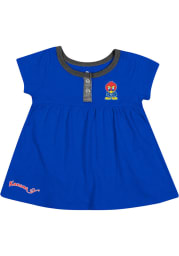 Colosseum Kansas Jayhawks Baby Girls Blue Jessica Short Sleeve Dress