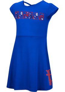 Colosseum Kansas Jayhawks Toddler Girls Blue Merry Go Round Short Sleeve Dresses