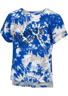 Colosseum Kansas Jayhawks Toddler Girls Blue Dip Tie Dye Short Sleeve T-Shirt