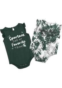 Baby Michigan State Spartans Green Colosseum Two Bits Tie Dye One Piece Set