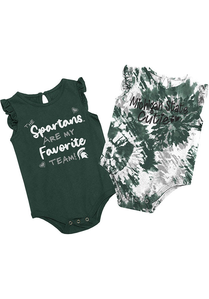 Colosseum Michigan State Spartans Baby Green Two Bits Tie Dye Set One Piece