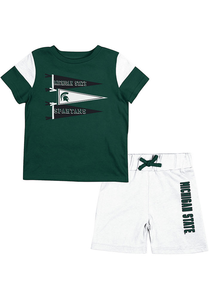 Colosseum Michigan State Spartans Infant Green Herman SS Set Top and Bottom