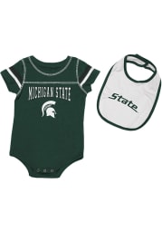 Colosseum Michigan State Spartans Baby Green Chocolate Set One Piece with Bib