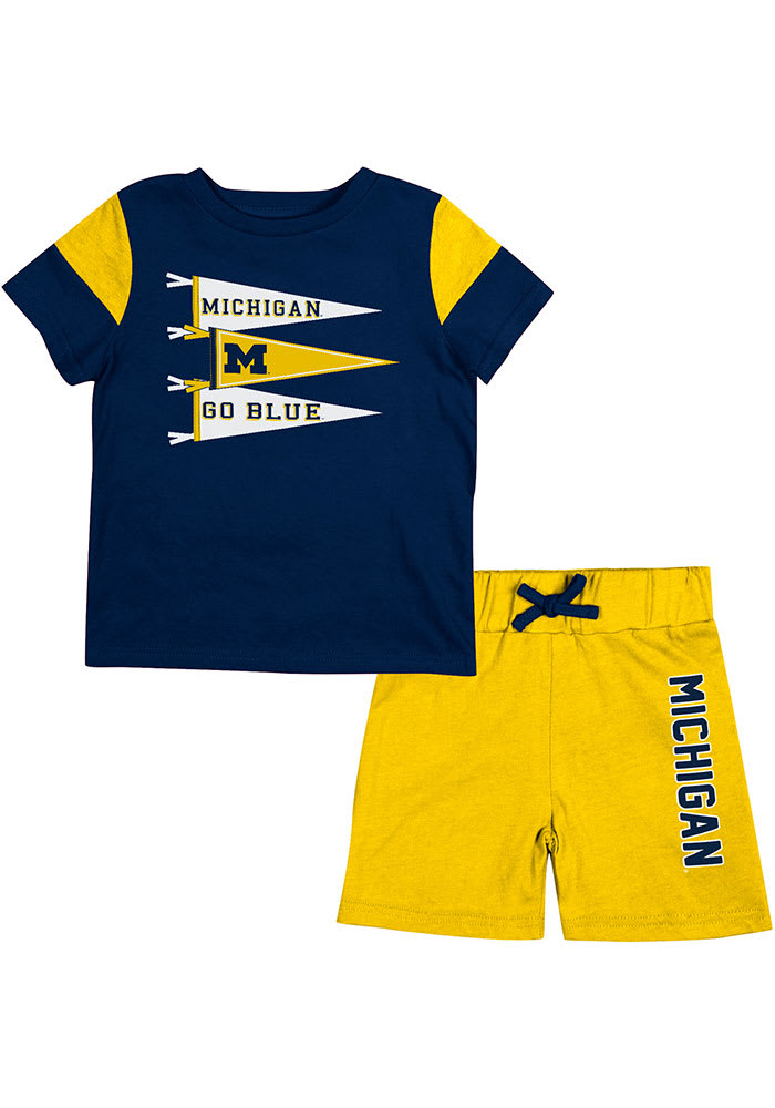 Colosseum Michigan Wolverines Baby Navy Blue Herman SS One Piece