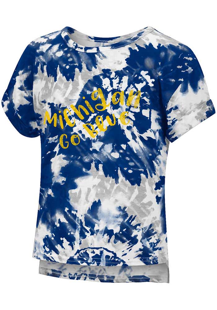 Colosseum Michigan Wolverines Toddler Girls Navy Blue Dip Tie Dye Short Sleeve T-Shirt
