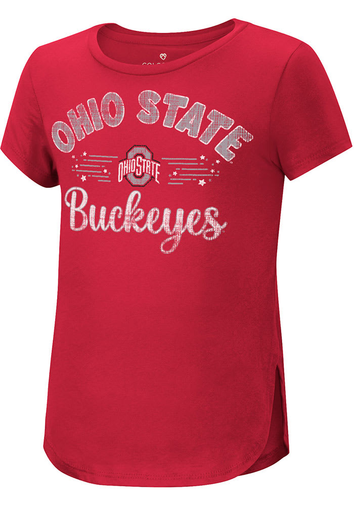 Colosseum Ohio State Buckeyes Girls Red Studio Short Sleeve Tee