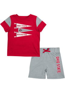 Infant Ohio State Buckeyes Red Colosseum Herman SS Top and Bottom Set
