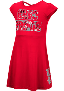 Colosseum Ohio State Buckeyes Toddler Girls Red Merry Go Round Short Sleeve Dresses