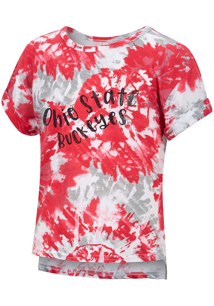 Colosseum Ohio State Buckeyes Toddler Girls Red Dip Tie Dye Short Sleeve T-Shirt