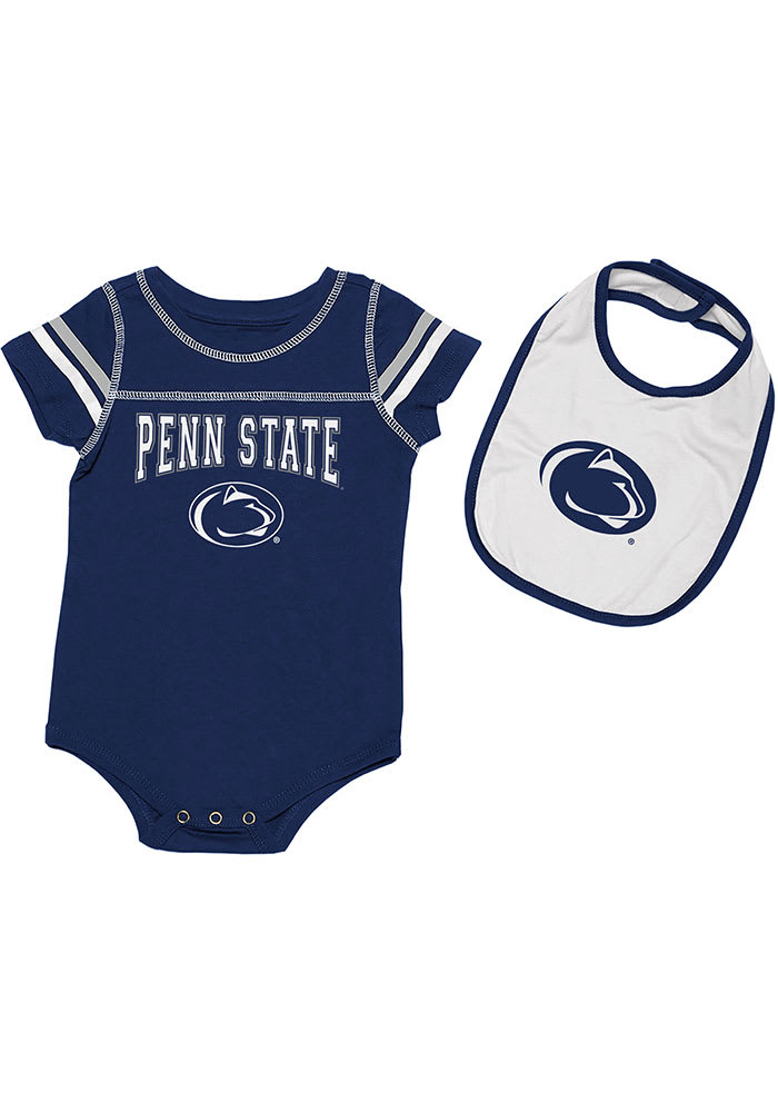 Colosseum Penn State Nittany Lions Baby Navy Blue Chocolate Set One Piece with Bib