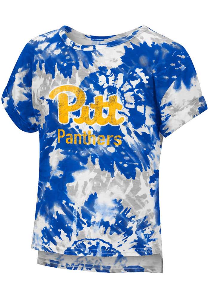 Colosseum Pitt Panthers Toddler Girls Blue Dip Tie Dye Short Sleeve T-Shirt