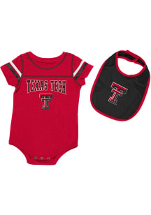 Colosseum Texas Tech Red Raiders Baby Red Chocolate Set One Piece with Bib