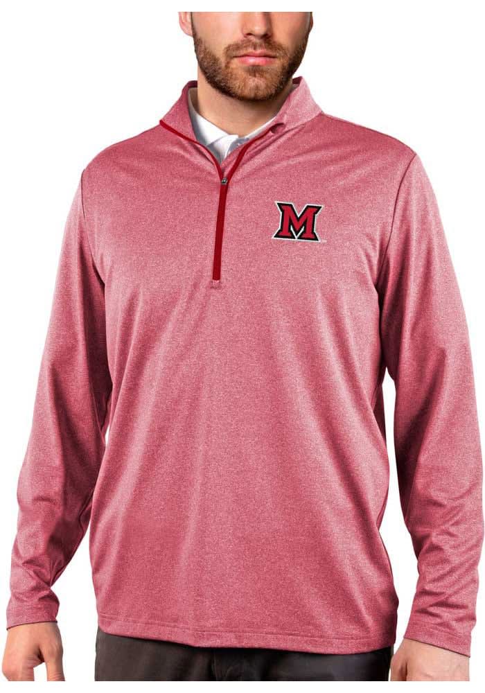 Antigua Miami RedHawks Mens Rally Long Sleeve Qtr Zip Pullover