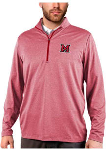 Antigua Miami RedHawks Mens Red Rally Long Sleeve 1/4 Zip Pullover